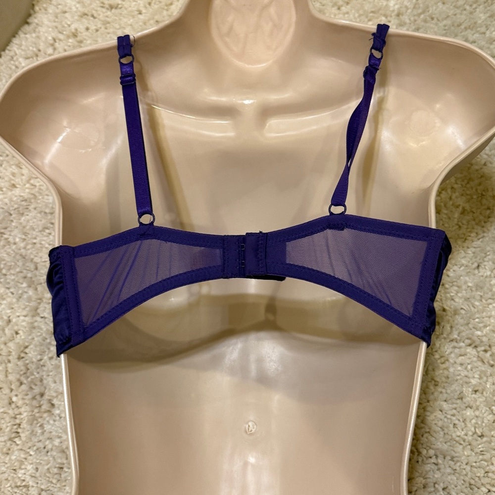 Morbid threads push up bra molded up 36D purple pink lace sheer - Picture 3 of 4
